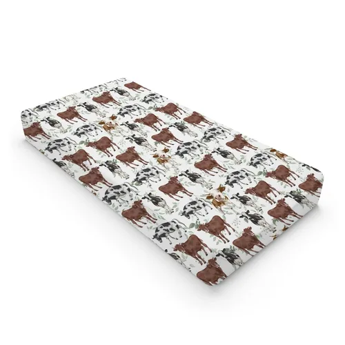 Vista 10 de Farm Cows - Funda para cambiador, diseño floral, bohemio, vacas, yak, ganado, flores, cambiador, para niños y niñas, animales de granja, suave