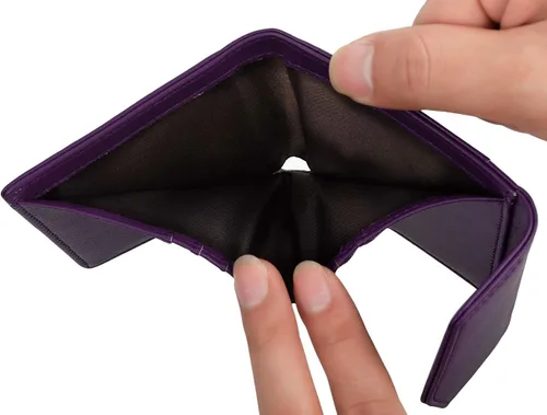 Vista 3 de Cartera pequeña y compacta de cuero para mujer, con bloqueo RFID, tarjetero para tarjetas de crédito para mujer, Púrpura, Cartera RFID