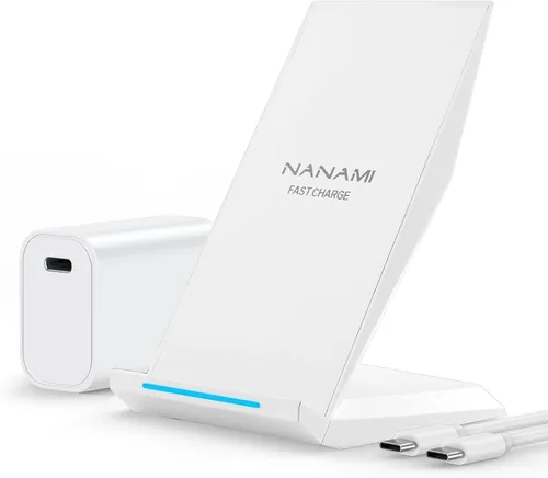 Vista 12 de NANAMI Cargador inalámbrico rápido con cargador de teléfono USB, soporte de carga certificado Qi con adaptador QC3.0 7.5W compatible con iPhone