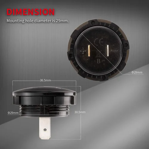 Vista 2 de DaierTek DC 12V 24V Display Automotriz Voltímetro de Reemplazo, Medidor de Voltaje Digital de 12 Voltios 24 Voltios 36 Voltios Impermeable Mini
