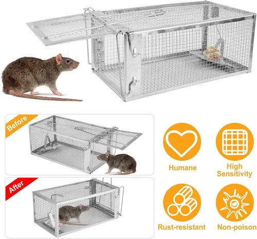Vista 2 de Trampa humana para ratones, atrapa y libera, trampa unidireccional para roedores para uso en interiores y exteriores, trampa humana para ratas