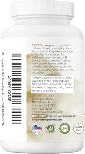 Vista 9 de Micro Ingredients Nattokinase 10,000 FU por porción (extracto natural de natto), 240 cápsulas vegetarianas con CoQ10, cúrcuma, ajo envejecido