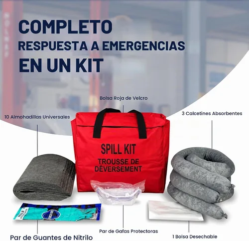 Vista 2 de Kit de derrames industriales de grado profesional, máxima absorción para limpieza automotriz y de materiales peligrosos, kit universal compacto
