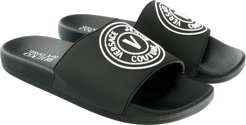 Vista 5 de Versace Jeans Couture Tobogán de piscina con logotipo de medallón negro para hombre