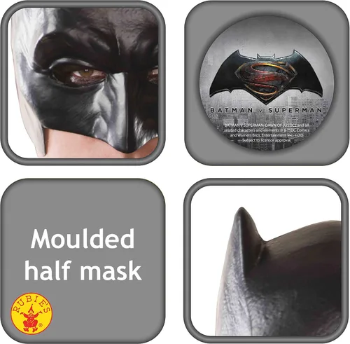 Vista 2 de Rubie's Batman v Superman Dawn of Justice - Media máscara para hombre, Negro