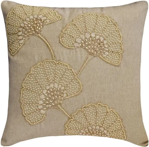 Vista 15 de HomeCentric Funda de almohada geométrica beige, 12 x 12 pulgadas, cuadrado de lino y algodón, círculos contemporáneos de Pascua, círculo de la vida