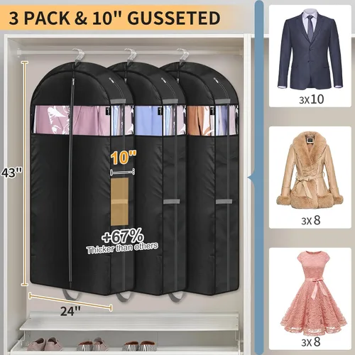 Vista 3 de MISSLO Paquete de 3 bolsas de ropa de 43 pulgadas + 3 bolsas de ropa de 60 pulgadas