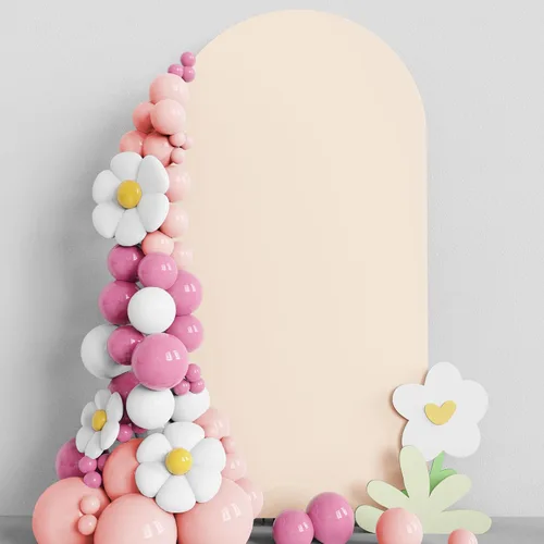 Vista 15 de Asee'm Cubierta de arco de boda de 6 pies, color beige, ajustada, cubierta de elastano ajustable de 2 caras, cubierta de fondo para decoración