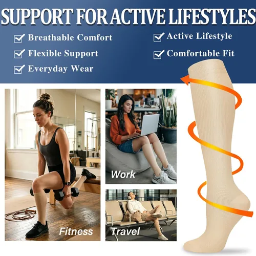 Vista 3 de Calcetines de compresión para mujeres y hombres circulación (3 pares) son el mejor apoyo para correr, atletismo, ciclismo, senderismo