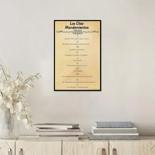 Vista 5 de Los 10 Mandamientos En Español Para Pared Versículo de la Biblia Arte de Pared Escritura Bíblica 10 Mandamientos Lienzo Pintura Religiosa Sala