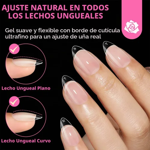 Vista 4 de UNA GELLA Puntas de uñas cortas de almendra: 504 PCS uñas postizas cortas, puntas de uñas de gel a presión suave, forma de almendra preformada A1