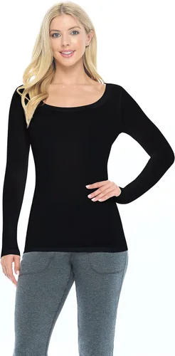Vista 2 de Natural Uniforms Camiseta de manga larga extra ancha con cuello redondo para mujer