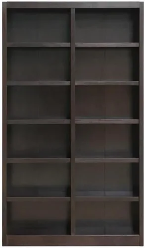 Vista 6 de Home Square Estantería alta de madera maciza de 84 pulgadas de ancho doble de 12 estantes, juego de 2, color espresso