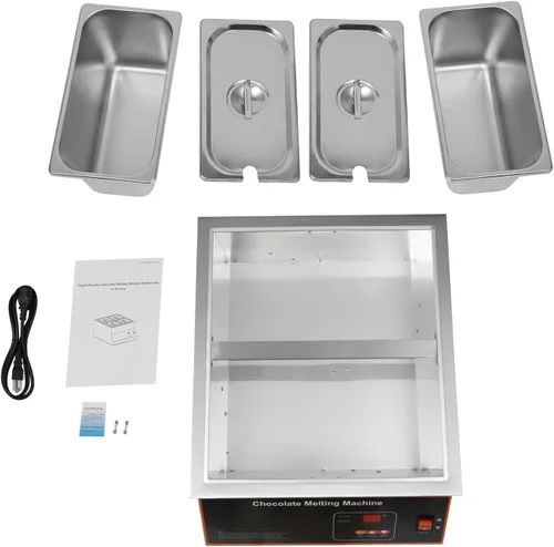 Vista 5 de 2 Pot Commercial Chocolate Melting Pot, 12 KG/26.4 LBS Chocolate Melting Pot with 32-203°F Temperature Adjustable Electric Chocolate Melter with Lid