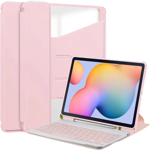 Vista 30 de kaidisen Funda con teclado giratorio 360° para Galaxy Tab S6 Lite de 10.4 pulgadas, soporte vertical, teclado magnético desmontable, funda Azul/claro