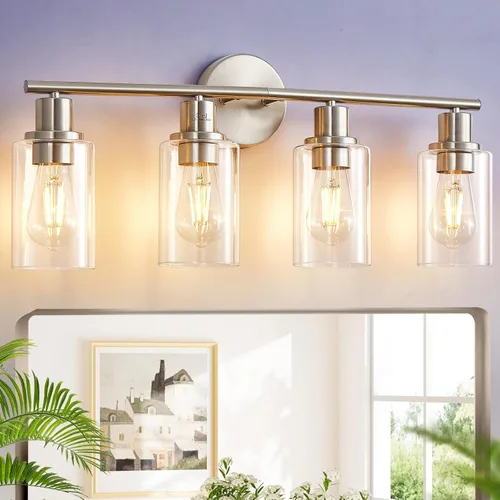 Vista 31 de [Usado] DLLT Lámparas de Baño de 3 Luces: Luces de Tocador Modernas de Níquel con Bombillas E26 - Lámpara de Pared de Baño con Pantalla de Vidrio