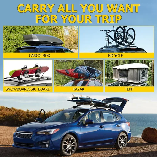 Vista 6 de AUXMART Barras transversales de techo para Subaru Ascent 2019-2026 con rieles laterales elevados, barras transversales de aluminio antirrobo