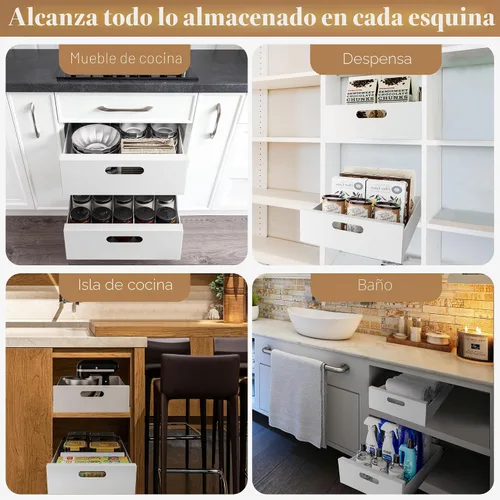 Vista 7 de 1 Paquete Organizador de gabinete extraíble adhesivo de 21" de profundidad, cajones enrollables de acero al carbono de 10 pulgadas de ancho