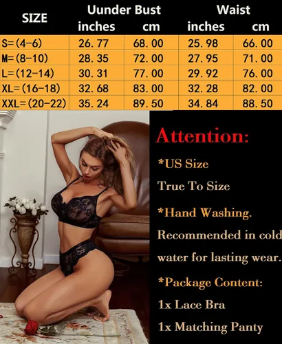 Vista 6 de KYLELOVE Conjunto de lencería para mujer, conjunto de brasier y bragas inalámbricos, trajes de boudoir de encaje
