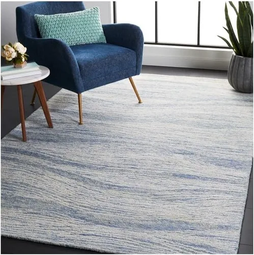 Vista 2 de SAFAVIEH Metro Collection - Alfombra decorativa de 2 x 3 pies, azul y marfil, diseño transicional, ideal para áreas de alto tráfico en pasillo, baño