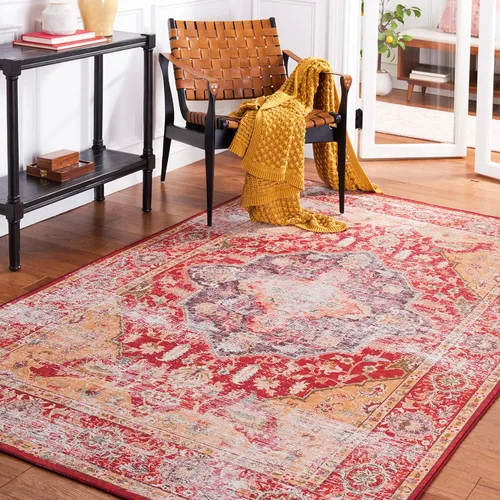 Vista 8 de SAFAVIEH Tucson Collection - Alfombra lavable de 2 pies 6 x 8 pies, resistente al óxido y dorado, antideslizante, ideal para zonas de alto tráfico