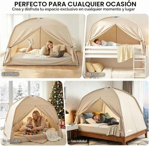 Vista 7 de Tienda de campaña con cama individual para niños y adultos, tiendas de 2-Caqui