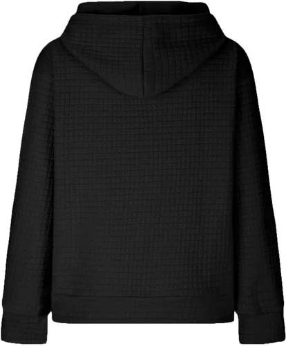 Vista 4 de SHENGXINY Sudaderas con capucha de baloncesto para mujer, ajuste atlético, a la moda, con bolsillo de gofre, casual, holgada, con capucha