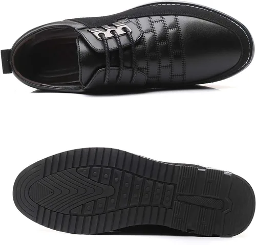 Vista 6 de Zapatos de vestir para hombre, casuales, de negocios, Oxford, Derby, zapatos de cuero ortopédicos, mocasines simples con cordones, zapatos planos