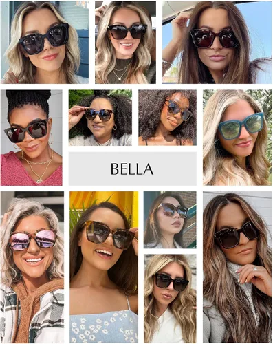 Vista 4 de DIFF Bella Designer - Gafas de sol cuadradas de gran tamaño para mujer, 100% protección UVAUVB, colores de moda de moda Tortoise