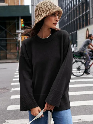 Vista 8 de Caracilia Suéter holgado de manga larga con cuello redondo para mujer, para otoño e invierno 2023