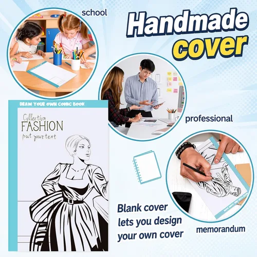Vista 3 de Harloon 3 piezas de cómics en blanco de 6.6 x 10 pulgadas con paneles, dibuja tú mismo, plantillas de dibujos de cómics, diseños variados, diseños