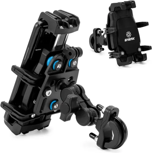 Vista 9 de EMERK Soporte para Teléfono de Motocicleta - [Amortiguador de Vibración Dual] [Anti-Vibración Anti-Robo] Soporte para Teléfono de Bicicleta, Cuna