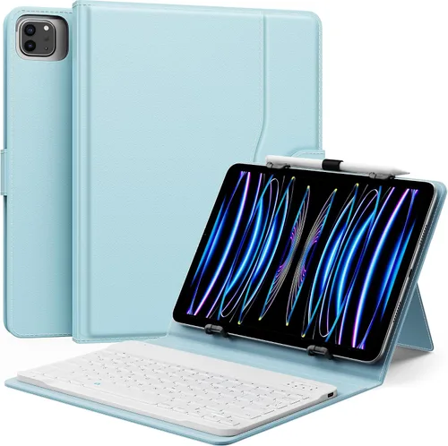 Vista 15 de MoKo Funda universal para tablet con teclado QWERTY para tablet de 9", 9.7", 10.1", 10.2", 10.4", 10.5", 10.9", con teclado Bluetooth inalámbrico