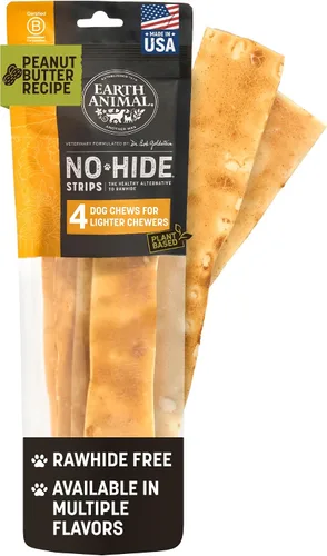 Vista 17 de Earth Animal Tiras sin ocultar - Tiras masticables naturales para perros sin cuero crudo, de ternera - 4 unidades Long Strips Beef Flavored