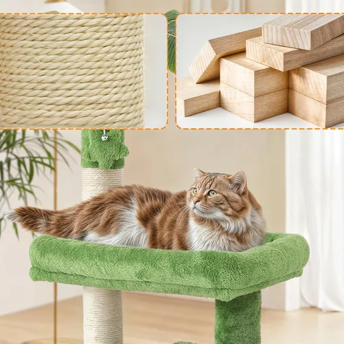 Vista 6 de Colección Athena - Pequeño Árbol para Gatos con Torre y Rascador, Árbol para Gatos Moderno y Bonito de 32 Pulgadas con Confortable Nido, Bola