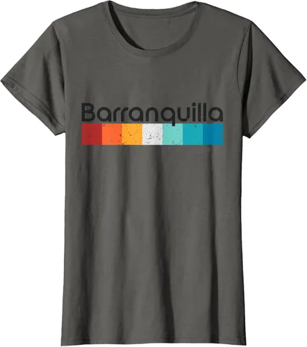 Vista 6 de Barranquilla Colombia - Camiseta de diseño vintage de estilo retro, Blanco, S