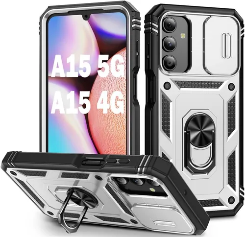 Vista 228 de PASNEW Funda militar para iPhone 13 Pro Max, cubierta de cámara deslizante y soporte de anillo de metal de 360°, carcasa rígida multicapa resistente