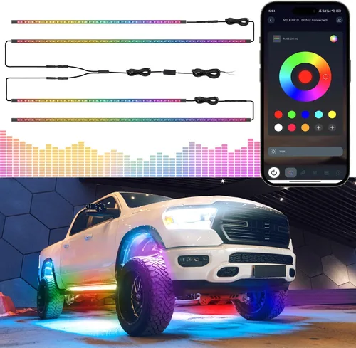 Vista 13 de LivTee Luces inteligentes para interiores de automóvil, luces LED RGB con control de aplicación, modo de música y bricolaje, diseño de 2 líneas