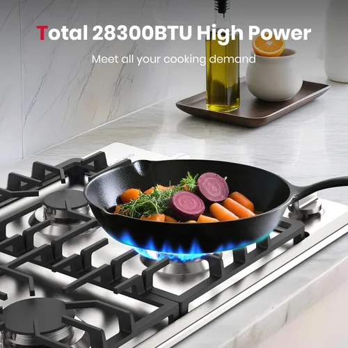 Vista 2 de GASLAND Cocina de gas de 30 pulgadas con 4 quemadores PRO GH2304SS, cocinas de gas NG/GLP convertibles a gas natural y propano, encendido