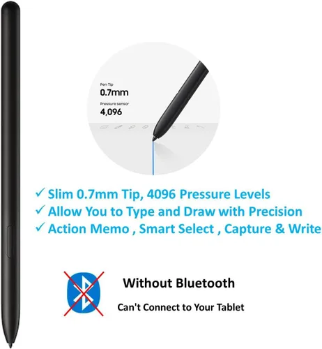 Vista 2 de Galaxy Tab S9 FE S Pen Reemplazo para Samsung Galaxy Tablet S9 FE Stylus Pen, Tab S9 Ultra Stylus (negro)