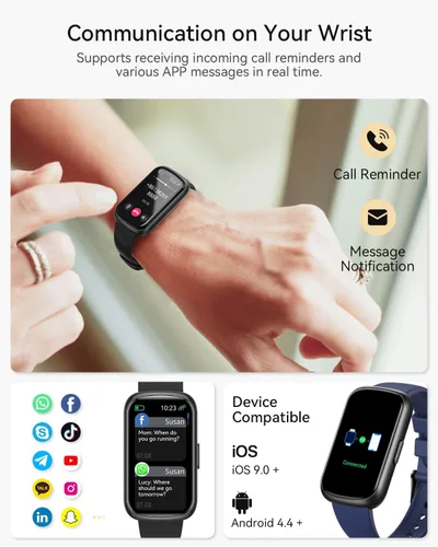 Vista 5 de Rastreador de actividad física, relojes inteligentes para mujeres y hombres con monitor de frecuencia cardíaca, SpO2/sueño, IP68 impermeable