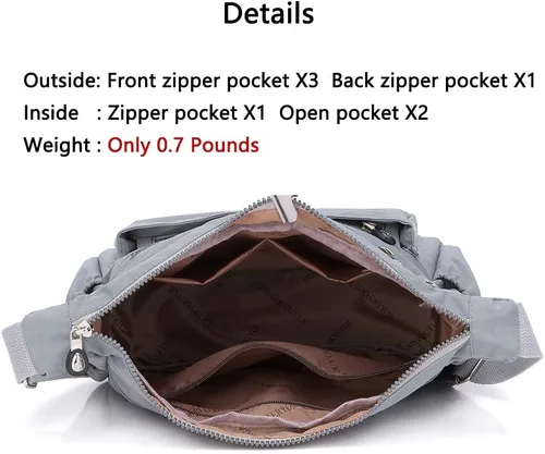 Vista 5 de MINTEGRA Bolso cruzado para mujer, bolso de hombro impermeable de nailon, bolsillo ligero