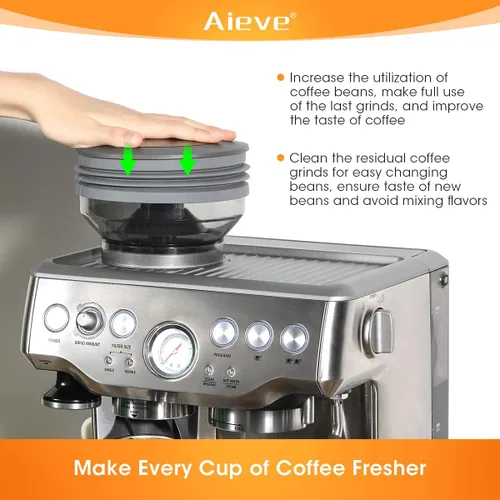 Vista 3 de AIEVE Fuelle de silicona compatible con Breville Barista Express, tolva de dosis única para máquina de café espresso Breville, gris