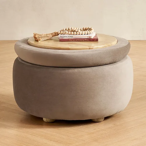 Vista 13 de mopio Levi - Otomana de almacenamiento con bandeja reversible, mesa de centro cuadrada tipo baúl moderna, otomana de taburetes tapizados