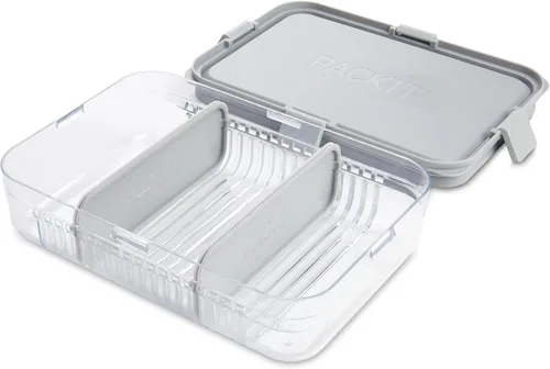 Vista 8 de PackIt Mod Lunch Bento Contenedor de almacenamiento de alimentos, verde menta, base de cristal transparente a prueba de roturas, con divisores