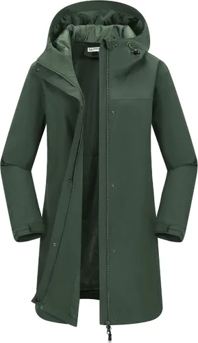 Vista 12 de 33,000ft Abrigos largos impermeables para mujer con malla transpirable con capucha, chaqueta de lluvia con capucha, gabardina, rompevientos Azul