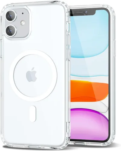 Vista 218 de oakxco Funda magnética transparente compatible con Magsafe, bonita funda delgada y transparente de poliuretano termoplástico no amarillenta, carcasa