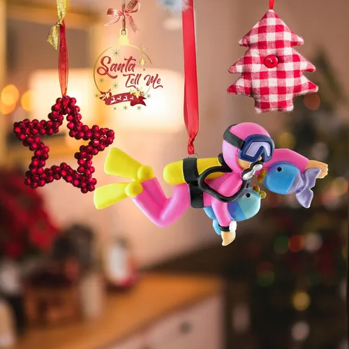 Vista 5 de Adorno de Navidad de buceo personalizado 2024, regalo de buceo, adorno de buceo, regalo de buceo, figura de buceo, adorno de natación, accesorios