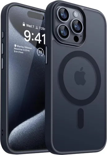 Vista 12 de CANSHN Funda magnética transparente compatible con iPhone 15 Pro [Compatible con Magsafe] [No amarillea] Funda protectora delgada y fina a prueba