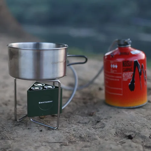 Vista 6 de Whitsunday Estufa de camping de 6800 W, 3 quemadores, resistente al viento, portátil, con adaptador de recipiente de combustible, encendido